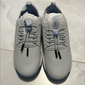 Women’s Clove Nursing Shoe Light Gray with Blue Accents